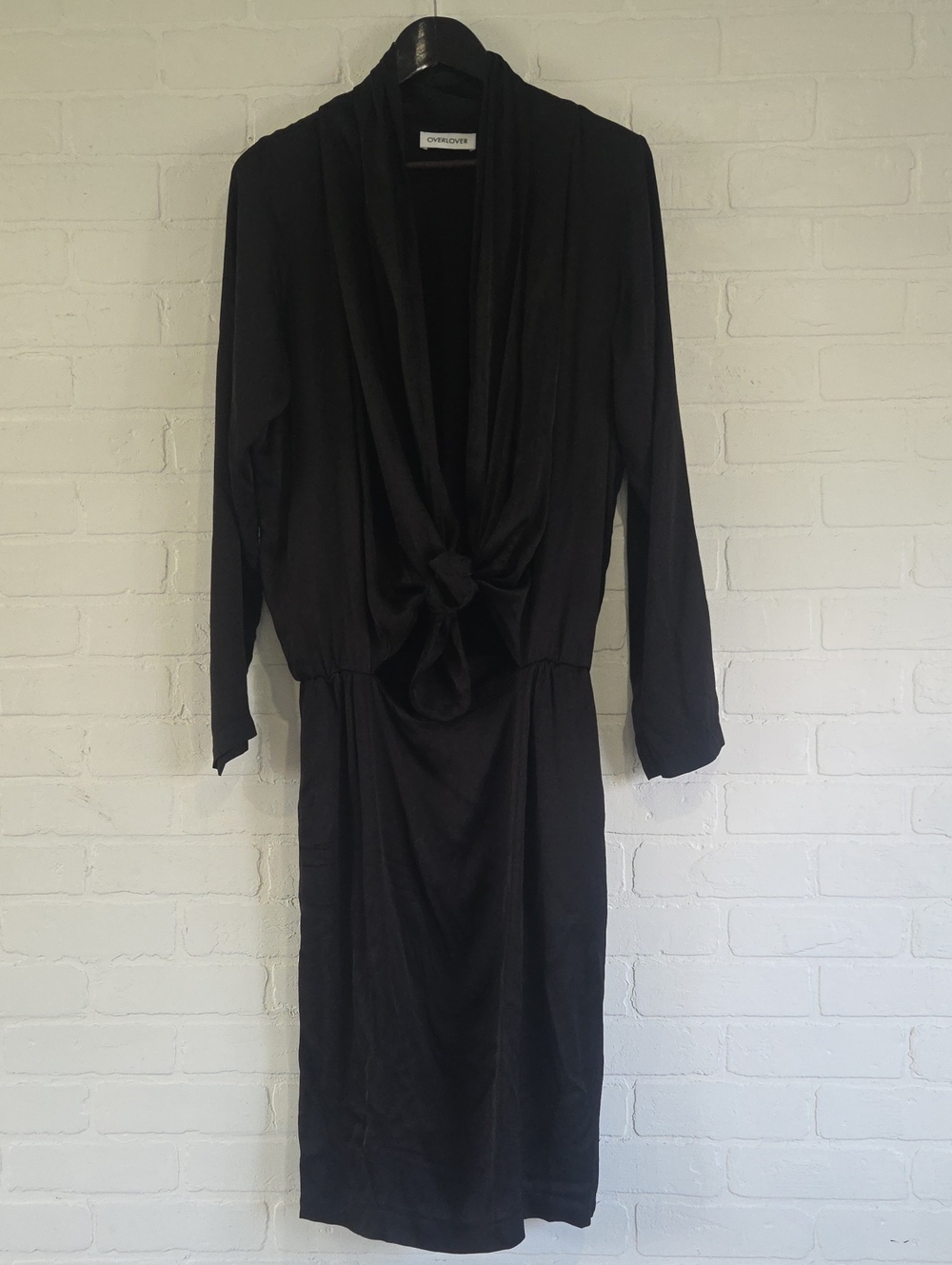 Overlover Satin Knot-Front Midi Dress